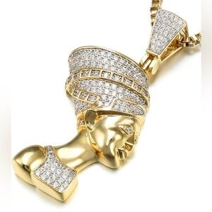 Gorgeous Neiman Marcus 18KT Gold Vermeil Diamond Egyptian Goddess Necklace